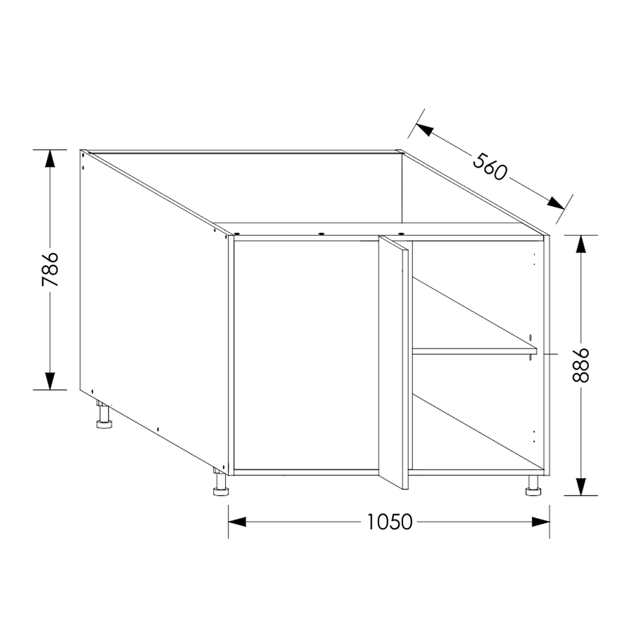 Edgline QuickLOC Kitchen Base Corner Unit LH 1050 mm White in Kenya