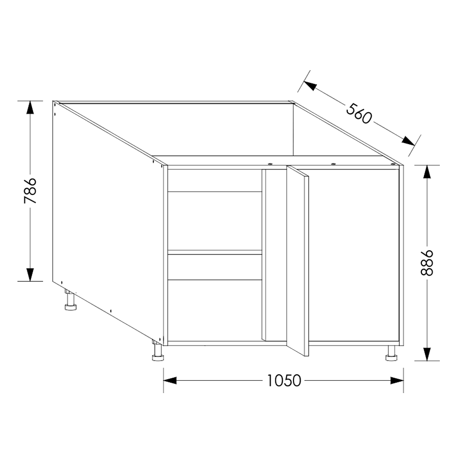 Edgline QuickLOC Kitchen Base Corner Unit RH 1050 mm White in Kenya