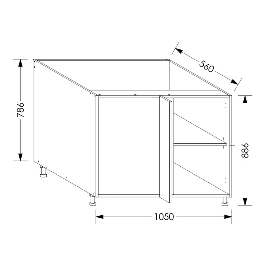 Edgline ScrewLOC Kitchen Base Corner Unit LH 1050mm White in Kenya