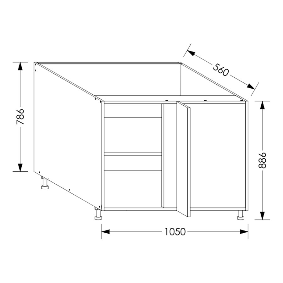 Edgline ScrewLOC Kitchen Base Corner Unit RH 1050mm White in Kenya