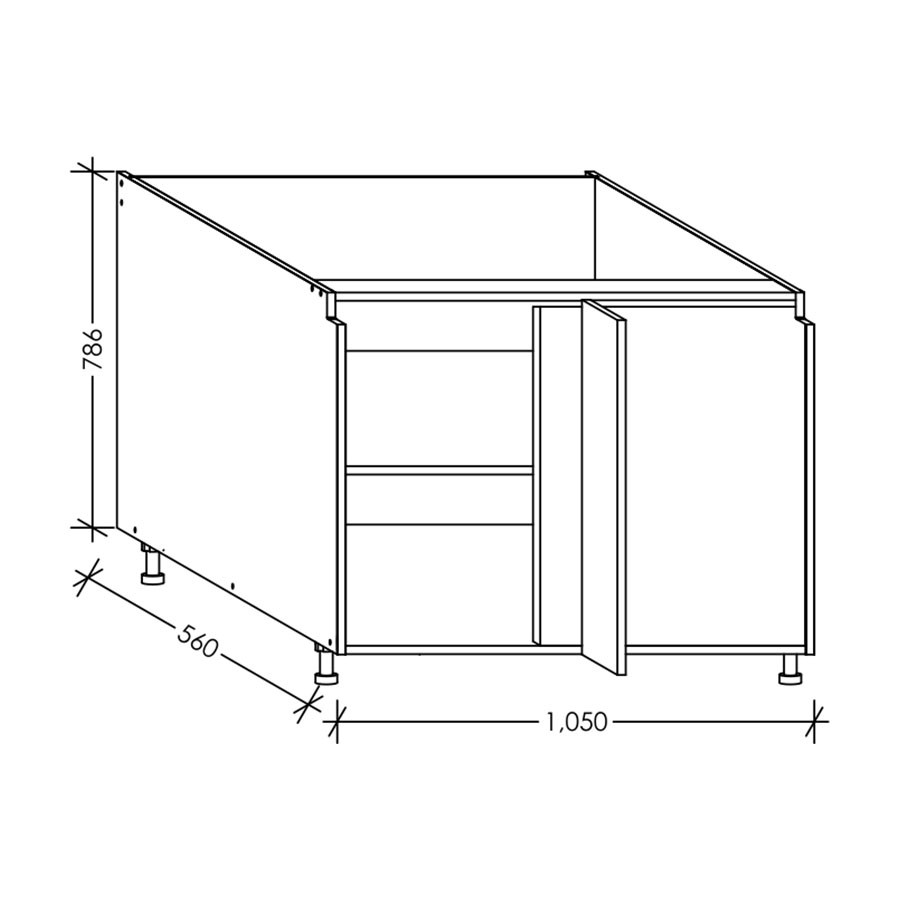 Aluline ScrewLOC Kitchen Base Corner Unit LH 1050 mm White in Kenya