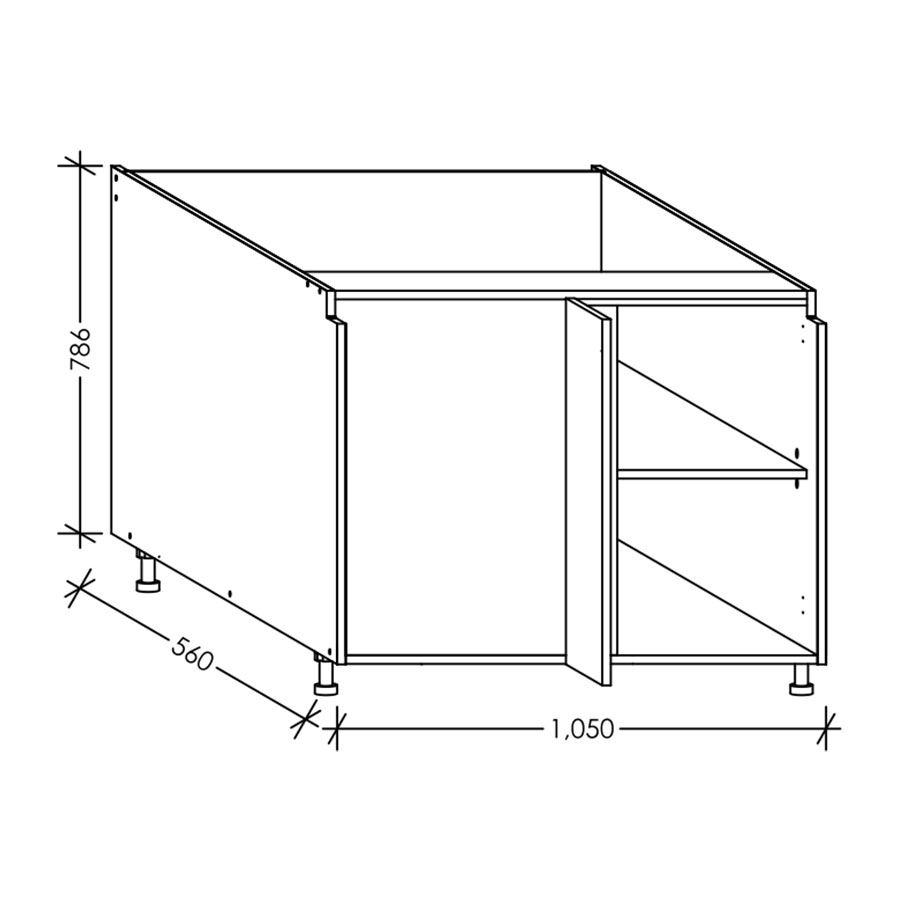 Aluline ScrewLOC Kitchen Base Corner Unit RH 1050 mm White in Kenya