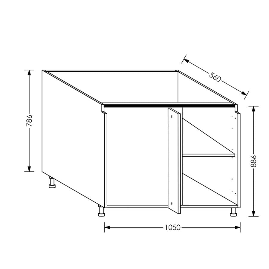 Aluline QuickLOC Kitchen  Base Corner Unit LH 1050 mm White in Kenya
