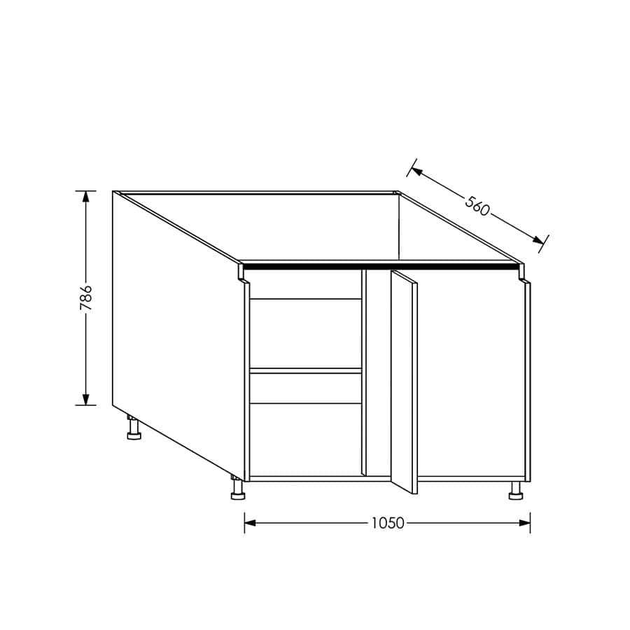 Aluline QuickLOC Kitchen  Base Corner Unit RH 1050 mm White in Kenya