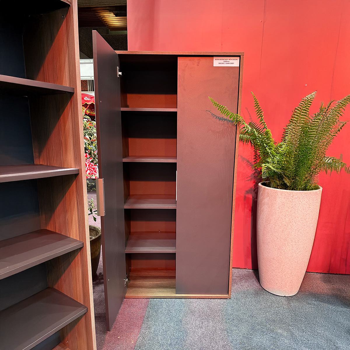 Bofa Bookcase 1800 With Doors American Walnut / Storm Grey in Kenya