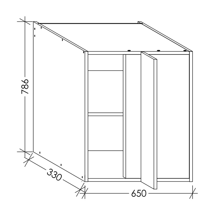Edgline ScrewLOC Kitchen Wall Corner Unit RH 650 mm White in Kenya