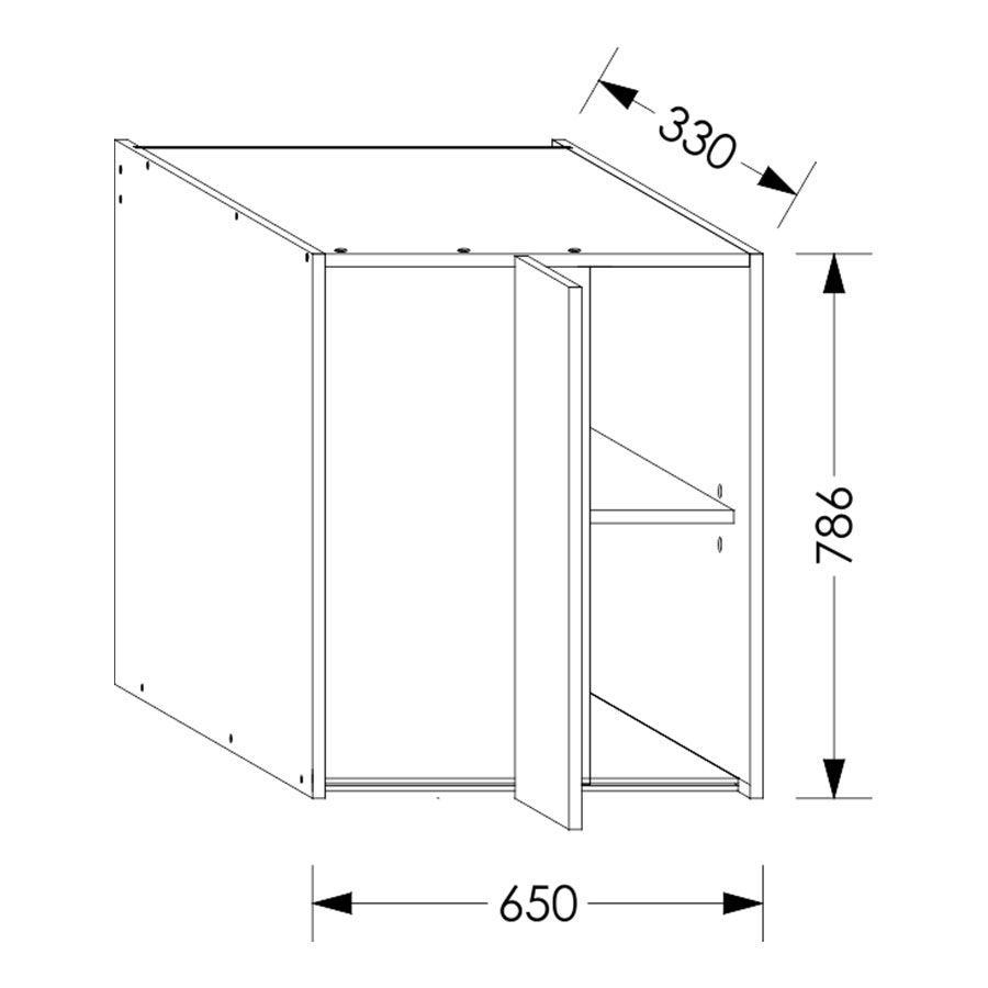 Aluline ScrewLOC Kitchen Wall Corner Unit LH 650 mm White in Kenya