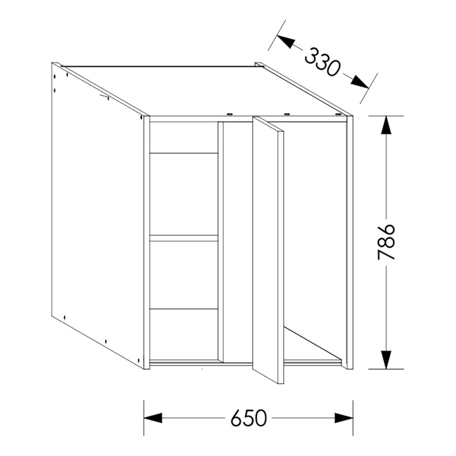 Aluline ScrewLOC Kitchen Wall Corner Unit RH 650 mm White in Kenya