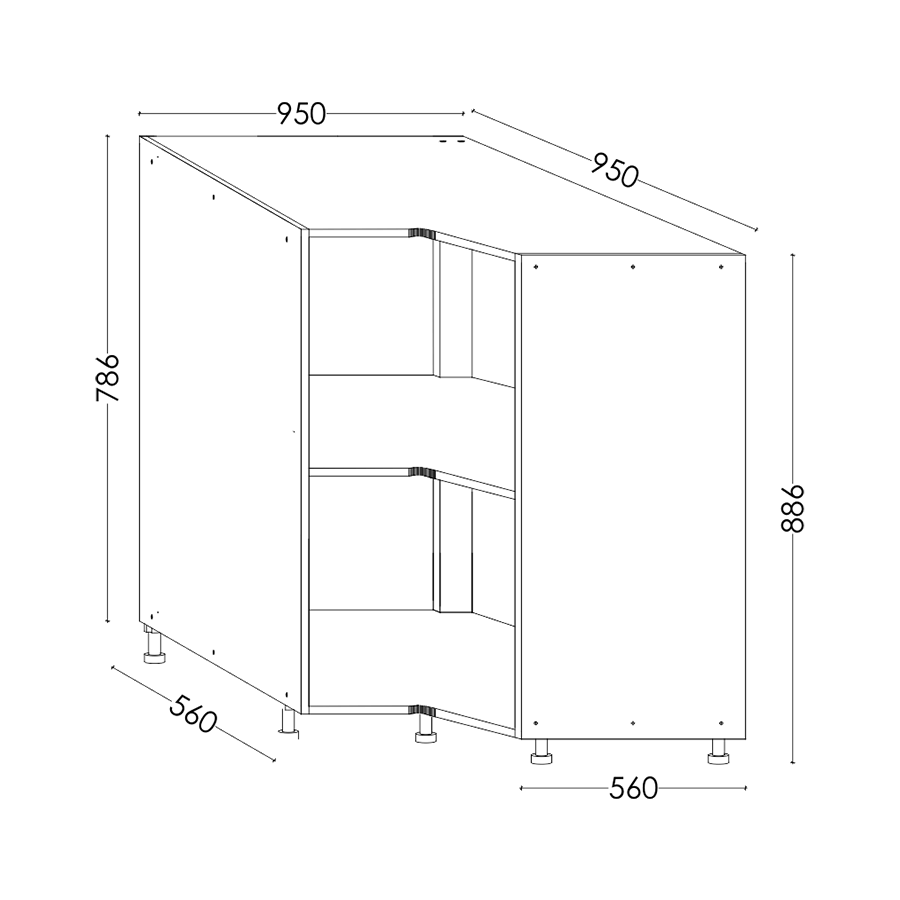 Edgline QuickLOC Kitchen Base Corner Unit L-shaped 950 mm White in Kenya