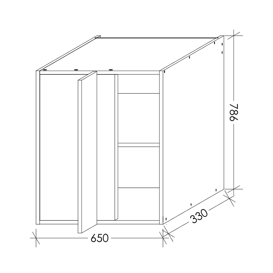 Edgline QuickLOC Kitchen Wall Corner Unit LH 650 mm White in Kenya
