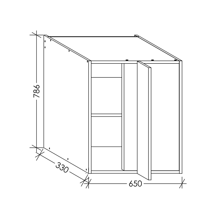 Edgline QuickLOC Kitchen Wall Corner Unit RH 650 mm White in Kenya