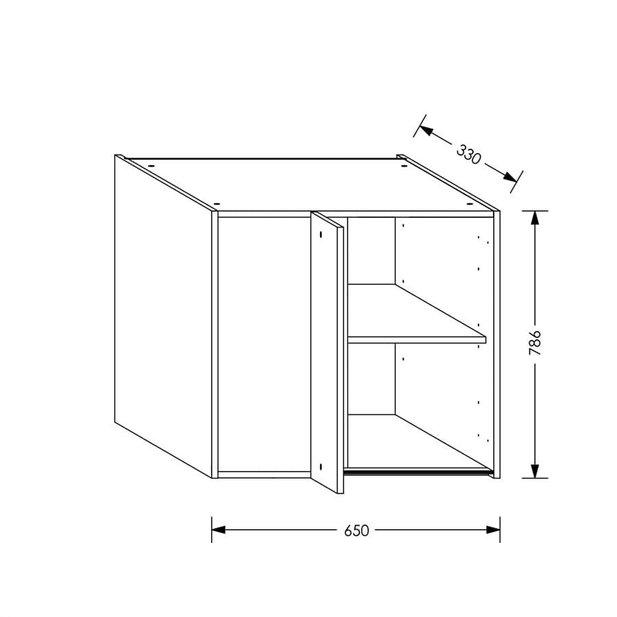 Aluline QuickLOC Kitchen Wall Corner Unit LH 650 mm White in Kenya
