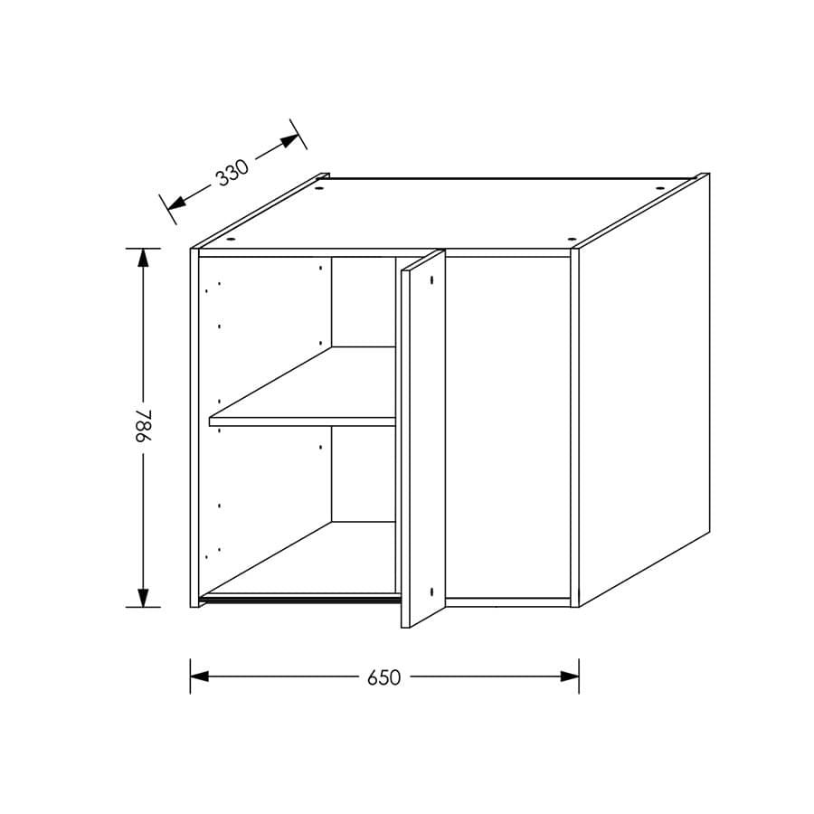 Aluline QuickLOC Kitchen Wall Corner Unit RH 650 mm White in Kenya