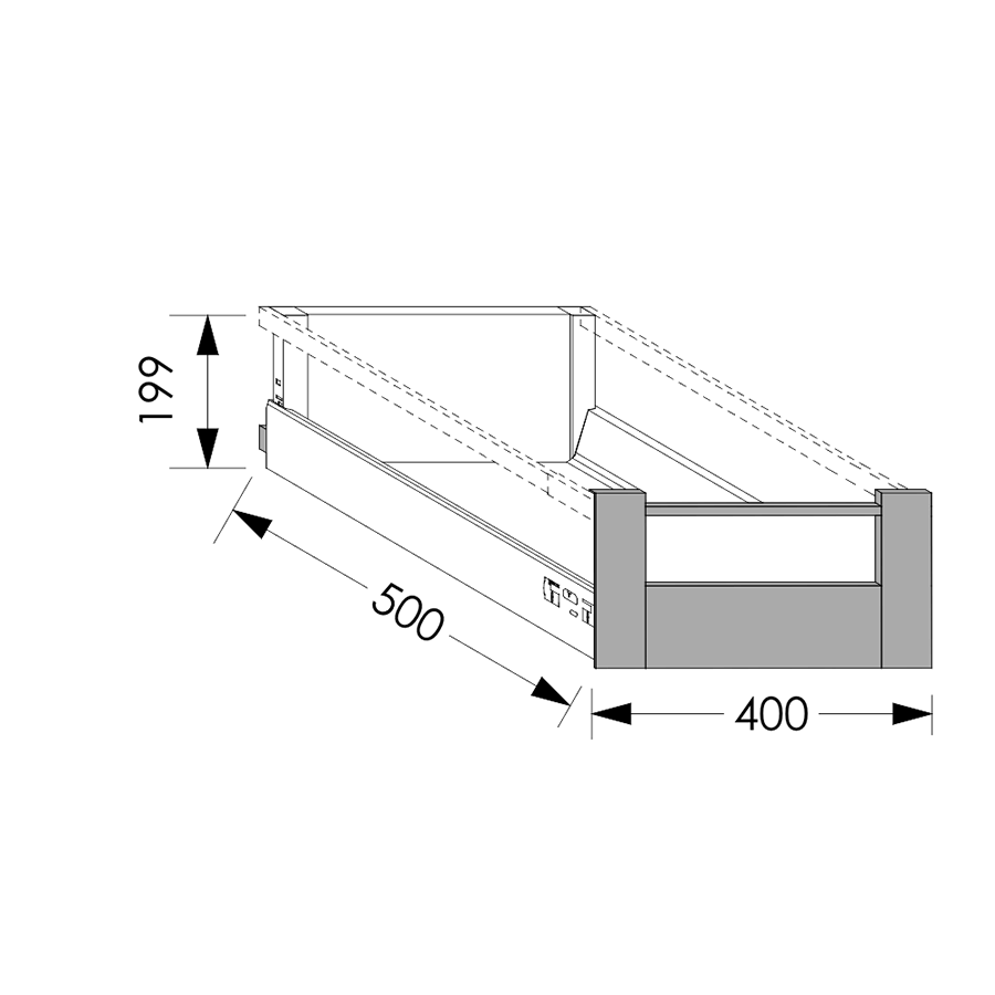 QuickLOC Blum Antaro Inner Draw Box Height 3 for Base Unit 450 mm in Kenya