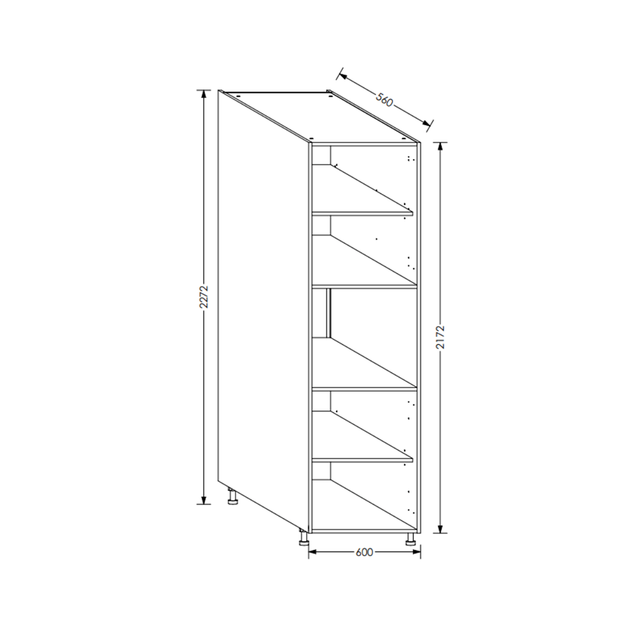 Edgline QuickLOC Kitchen Tall Unit Micro with Drawers 600mm White in Kenya