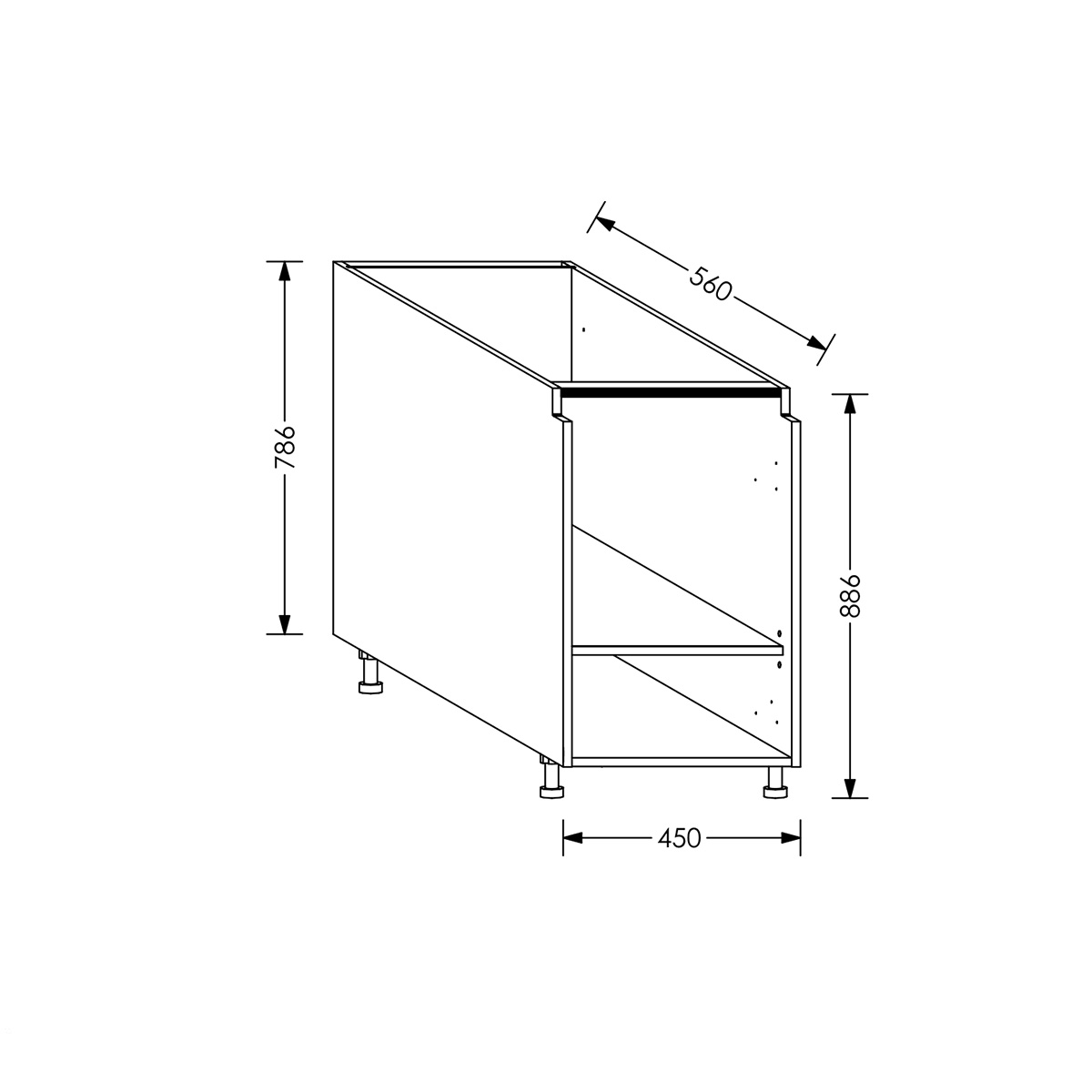 Aluline QuickLOC Kitchen Drawer Line Base Unit 450 mm White in Kenya