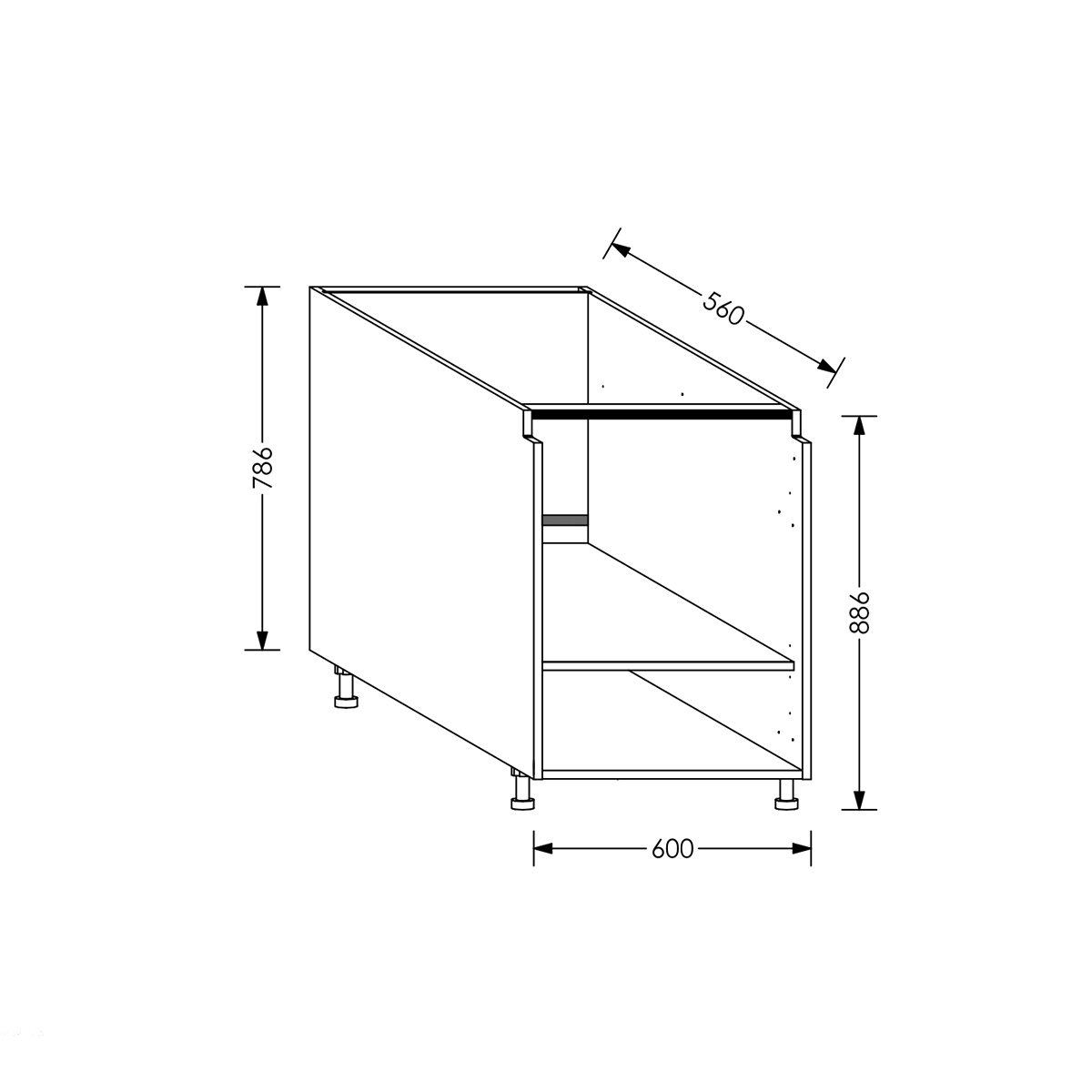 Aluline QuickLOC Kitchen Drawer Line Base Unit 600 mm White in Kenya