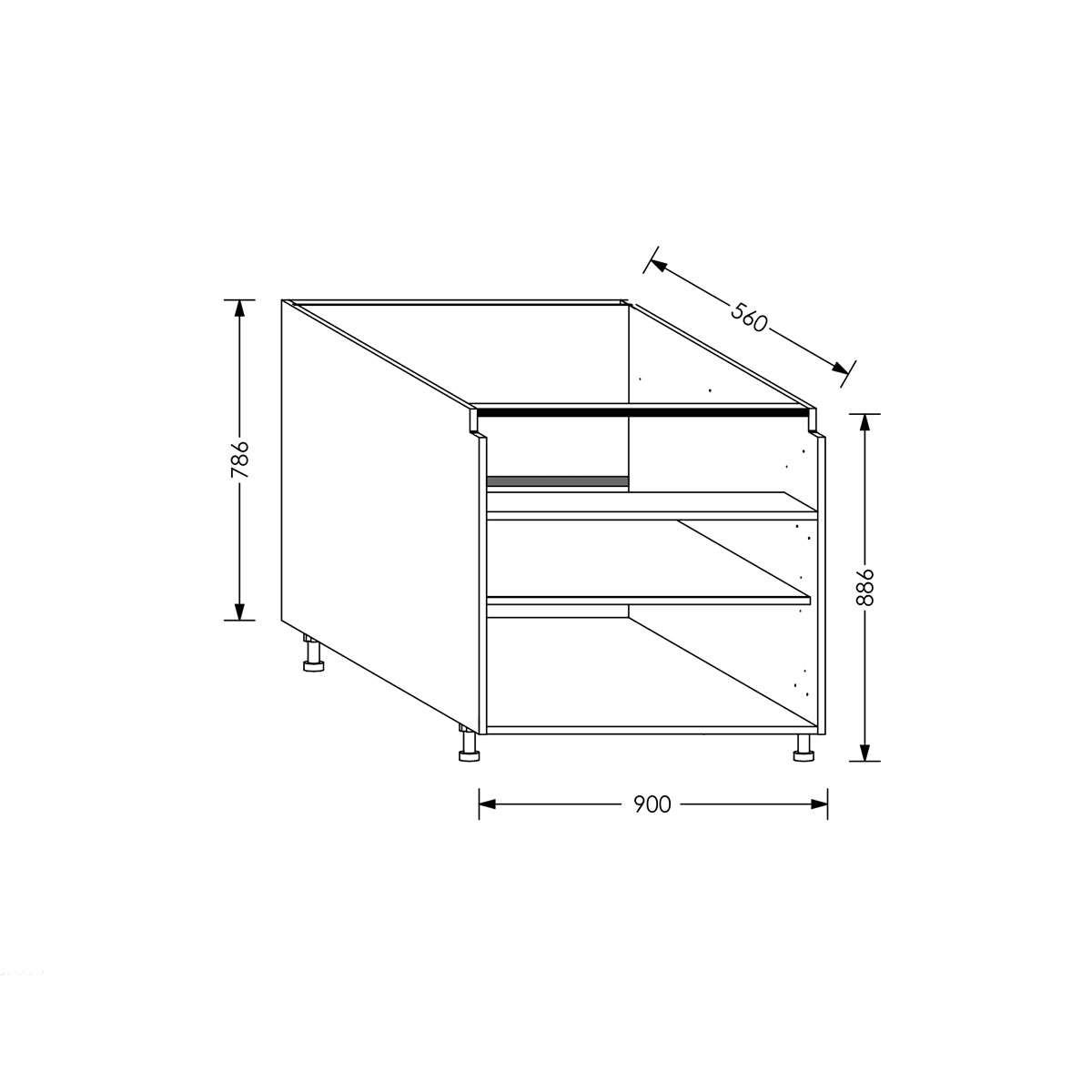 Aluline QuickLOC Kitchen Drawer Line Base Unit 900 mm White in Kenya