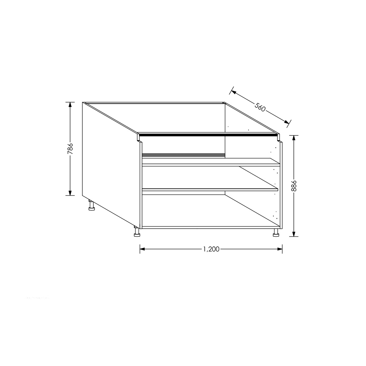 Aluline QuickLOC Kitchen Drawer Line Base Unit 1200 mm White in Kenya