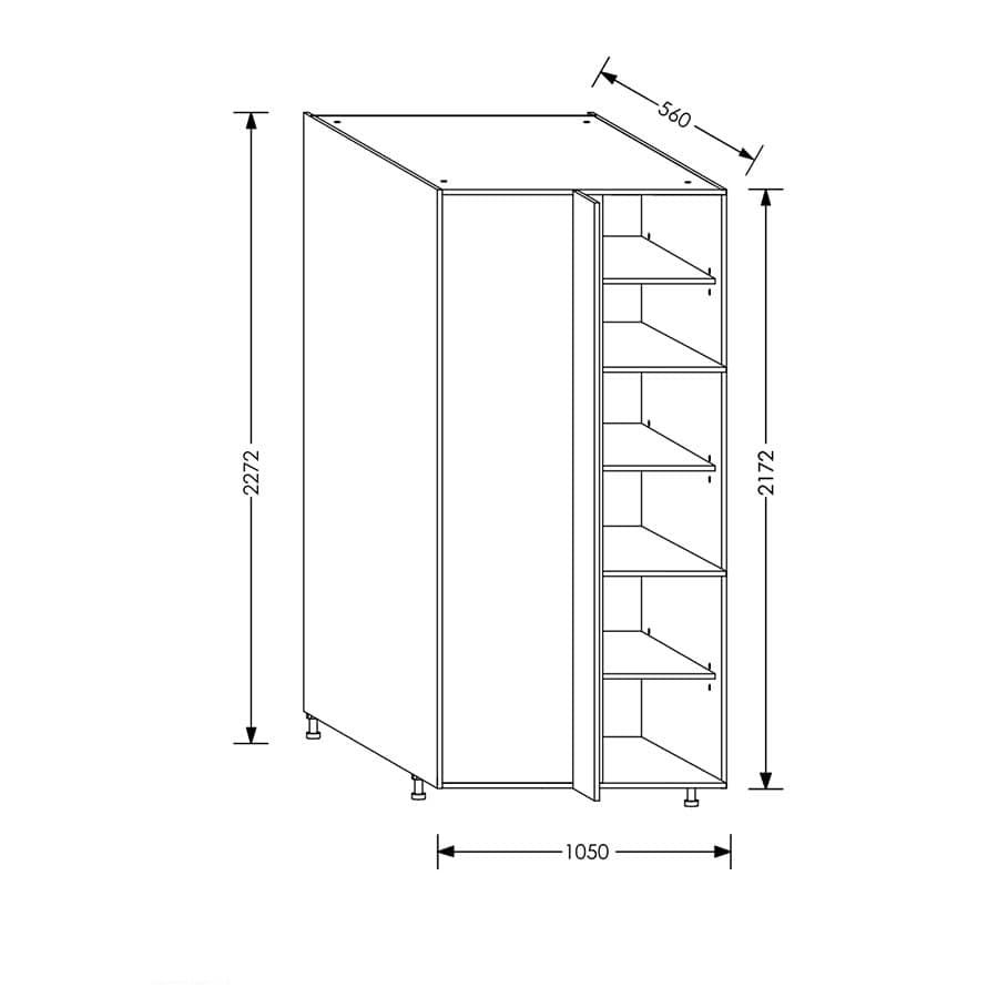 Aluline QuickLOC Kitchen Tall Corner Unit Left Hinge Opening 1050mm White in Kenya