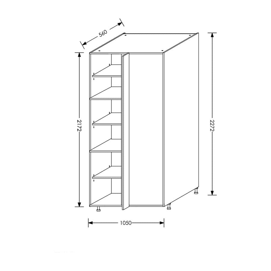 Aluline QuickLOC Kitchen Tall Corner Unit Right Hinge Opening 1050mm White in Kenya