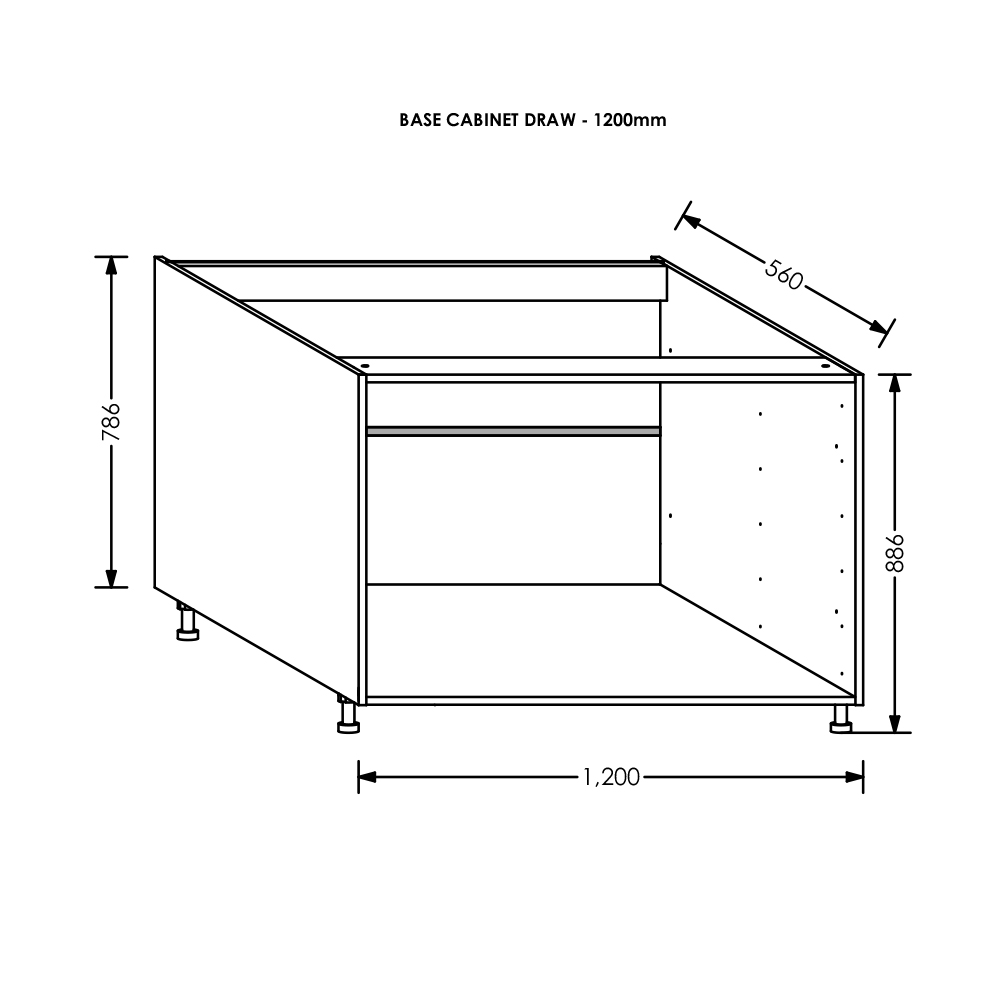 BLM Gola Kitchen Drawer Bse Cab Antaro/Legra 1200 mm White