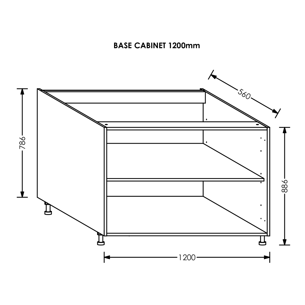 BLM Gola Kitchen Base Cabinet 1200 mm White