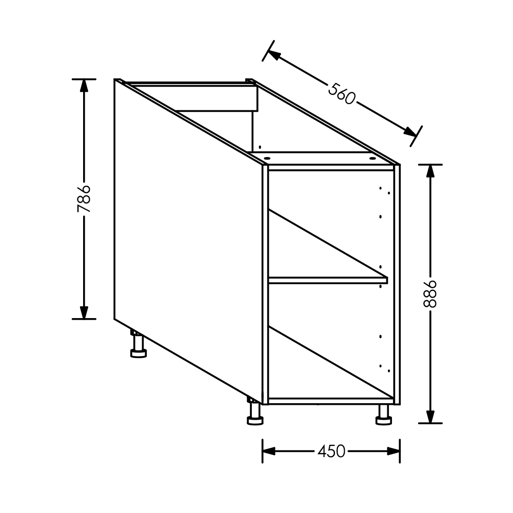 BLM Kitchen Base Cabinet 450 mm White