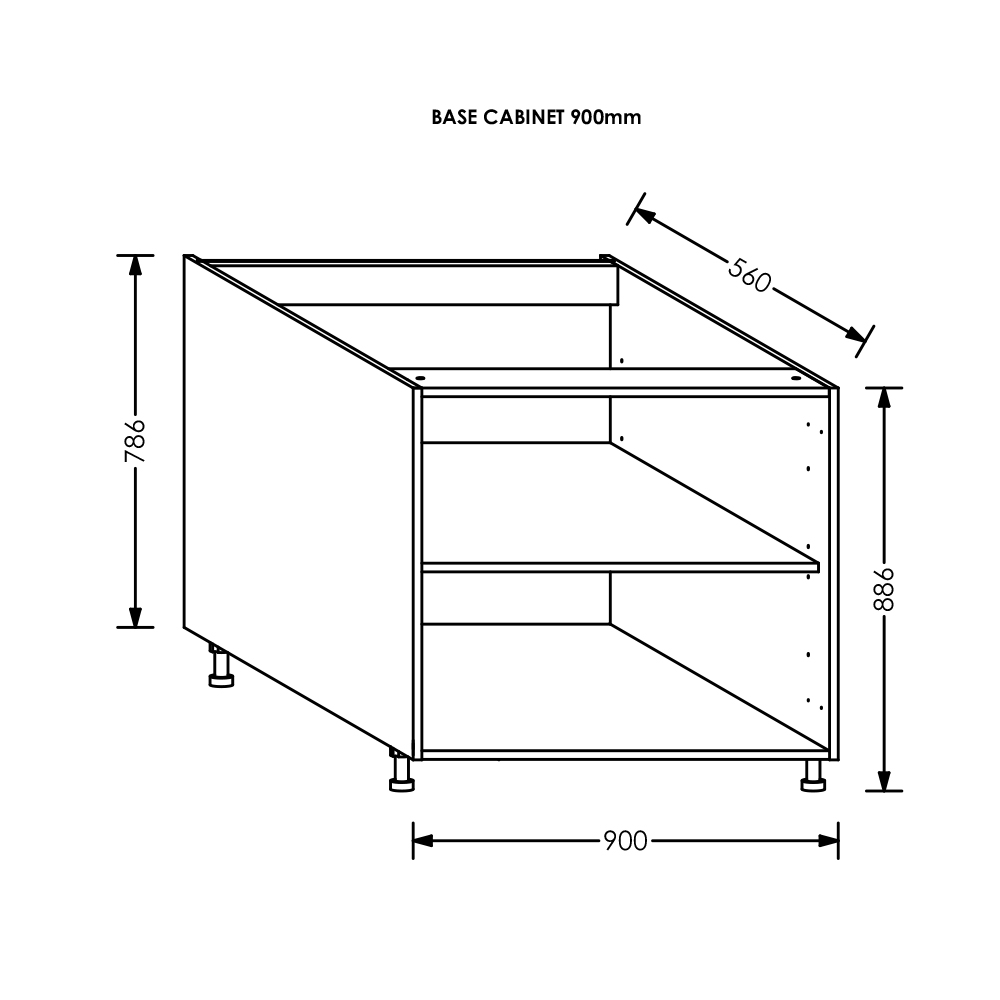BLM Kitchen Base Cabinet 900 mm White