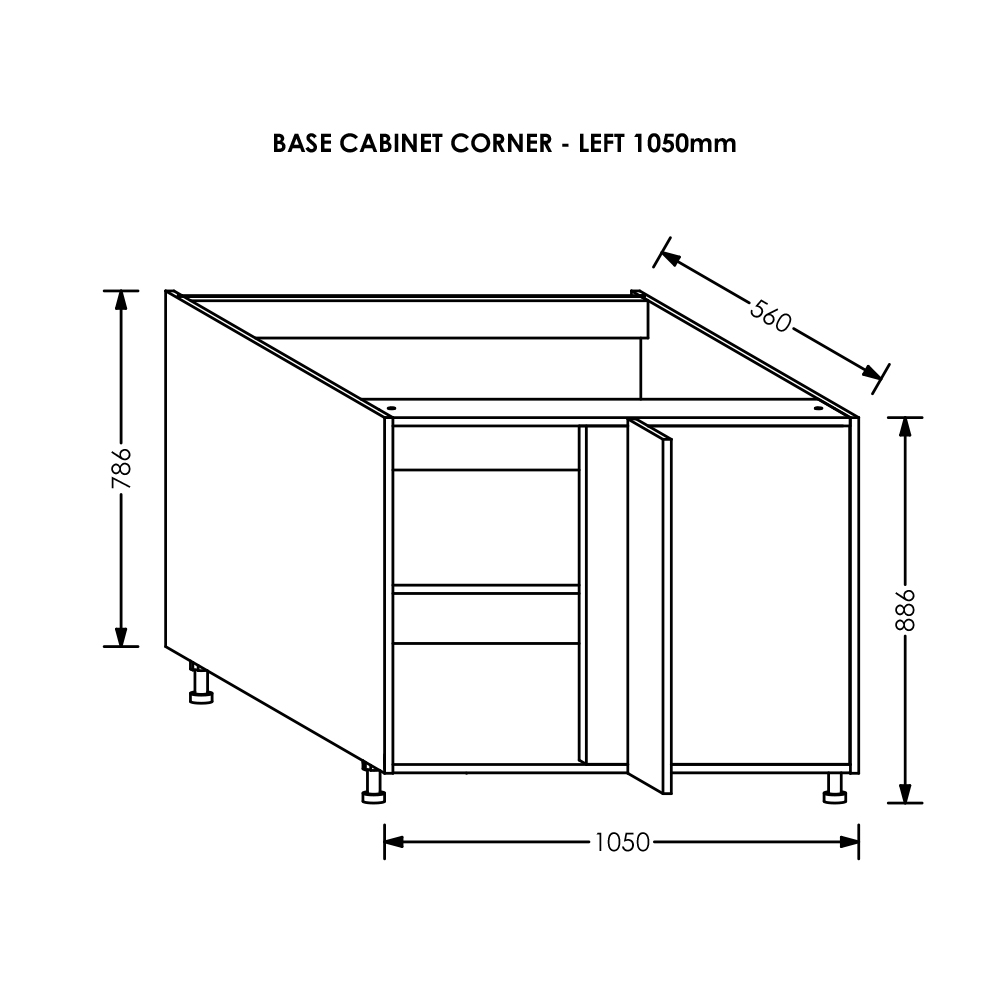 BLM Kitchen Base Corner Cabinet LH 1050 mm White