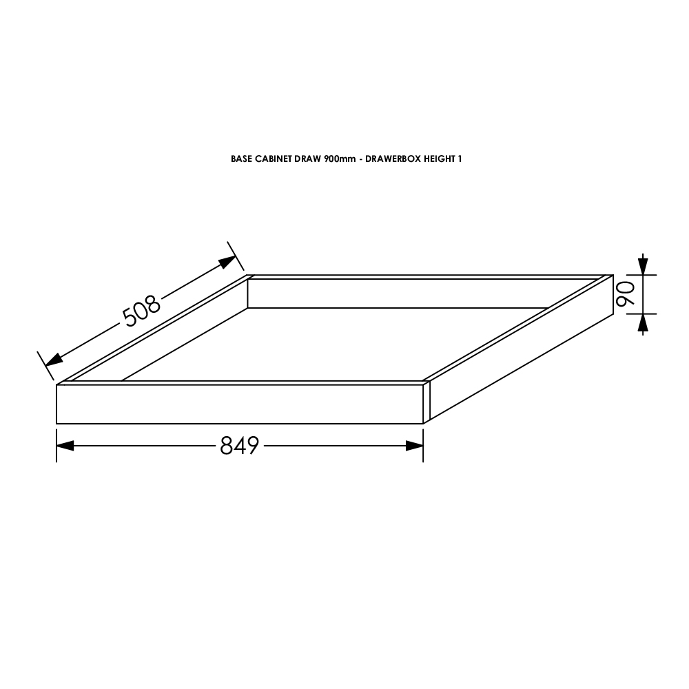 BLM Kitchen Drawer Box Height 1 for Base Cab 900 mm White