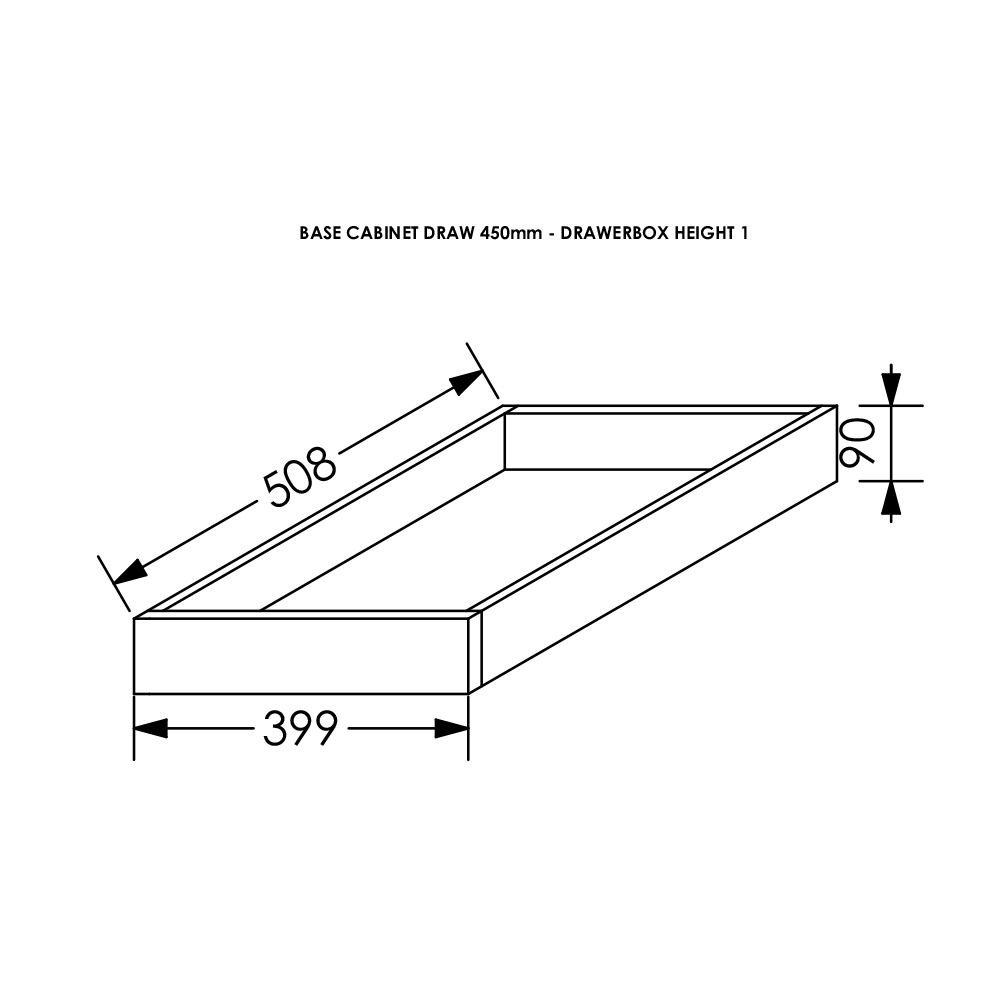 BLM Kitchen Tandem Draw Box Height 1 for Base/Tall Cab 450 mm White