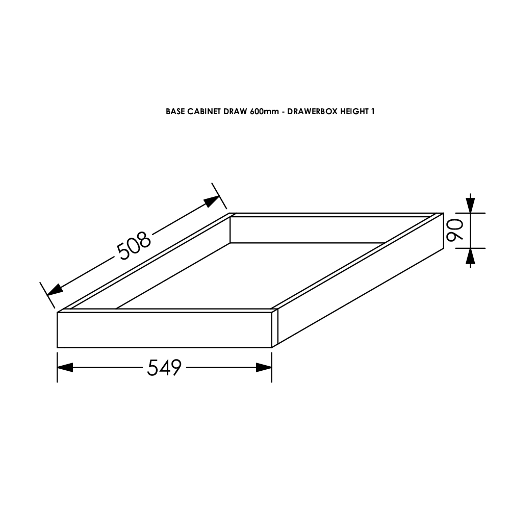BLM Kitchen Tandem Draw Box Height 1 for Base/Tall Cab 600 mm White