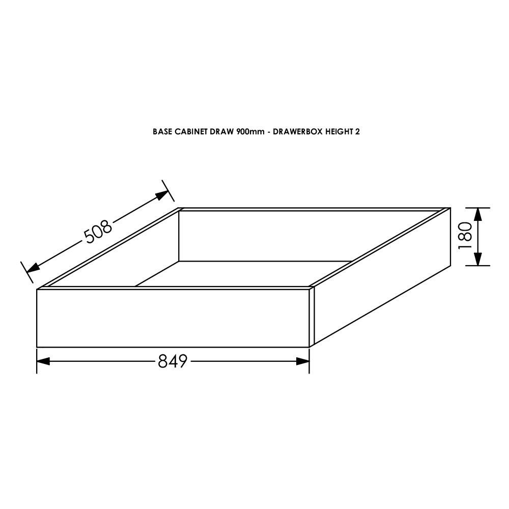 BLM Kitchen Drawer Box Height 2 for Base Cab 900 mm White