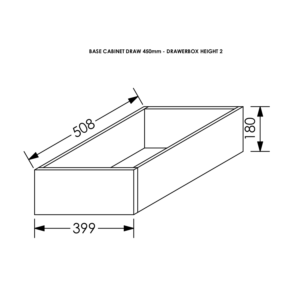 BLM Kitchen Tandem Draw Box Height 2 for Base/Tall Cab 450 mm White