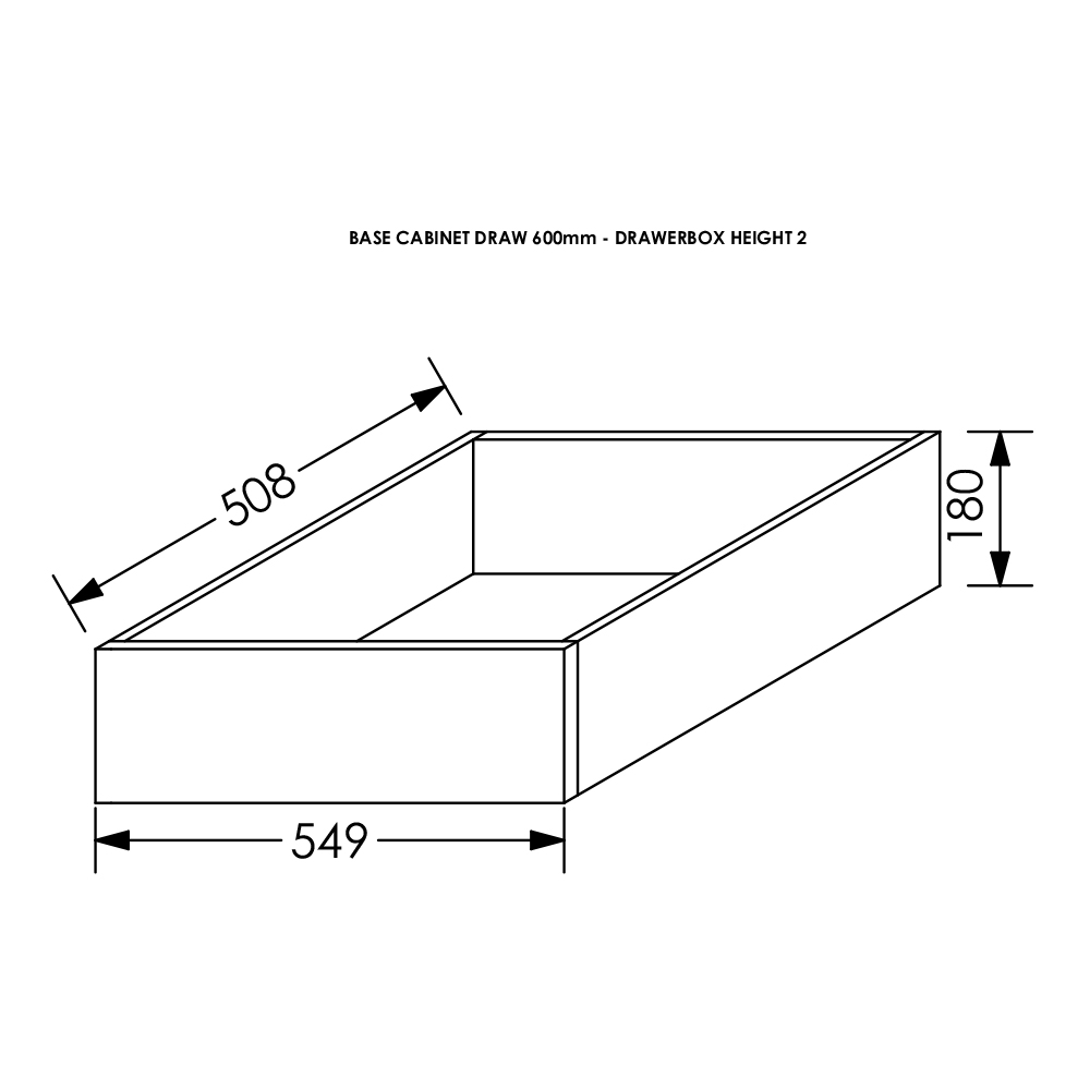 BLM Kitchen Tandem Draw Box Height 2 for Base/Tall Cab 600 mm White