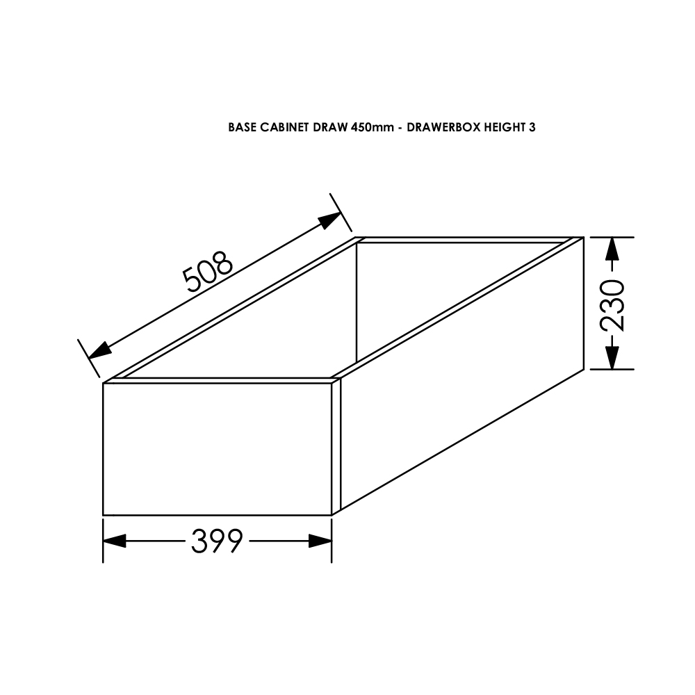 BLM Kitchen Tandem Draw Box Height 3 for Base/Tall Cab 450 mm White