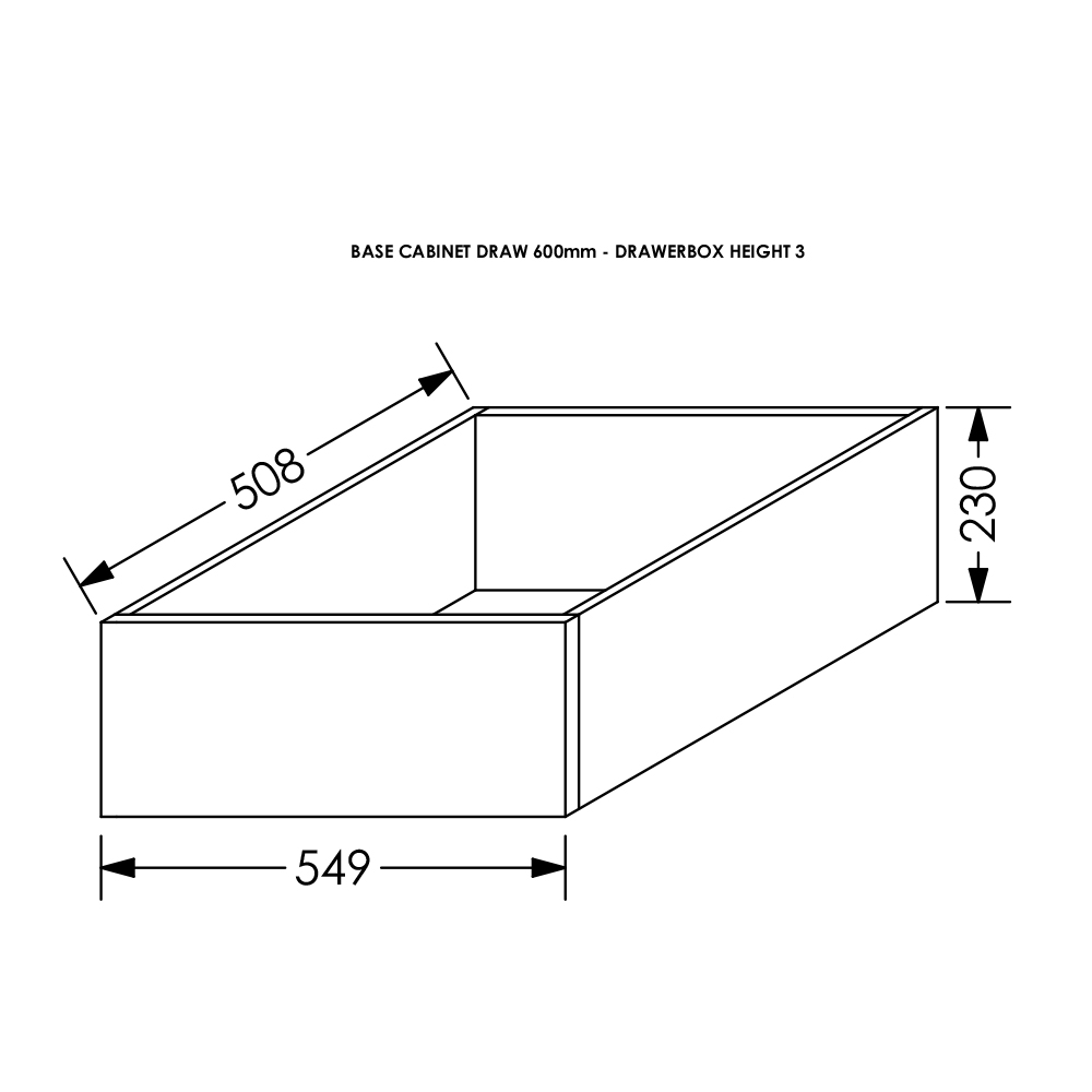 BLM Kitchen Tandem Draw Box Height 3 for Base/Tall Cab 600 mm White