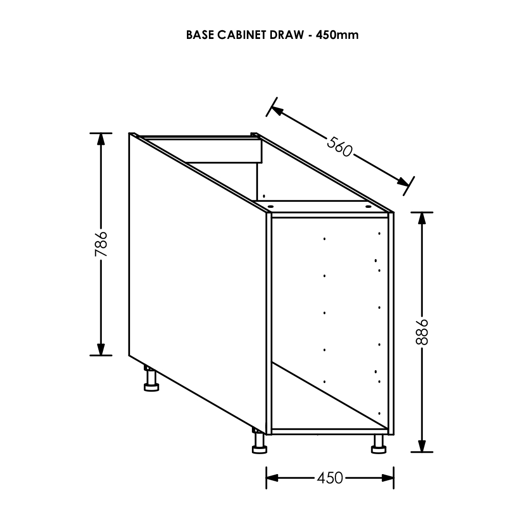 BLM Gola Kitchen Drawer Base Cabinet 450 mm White