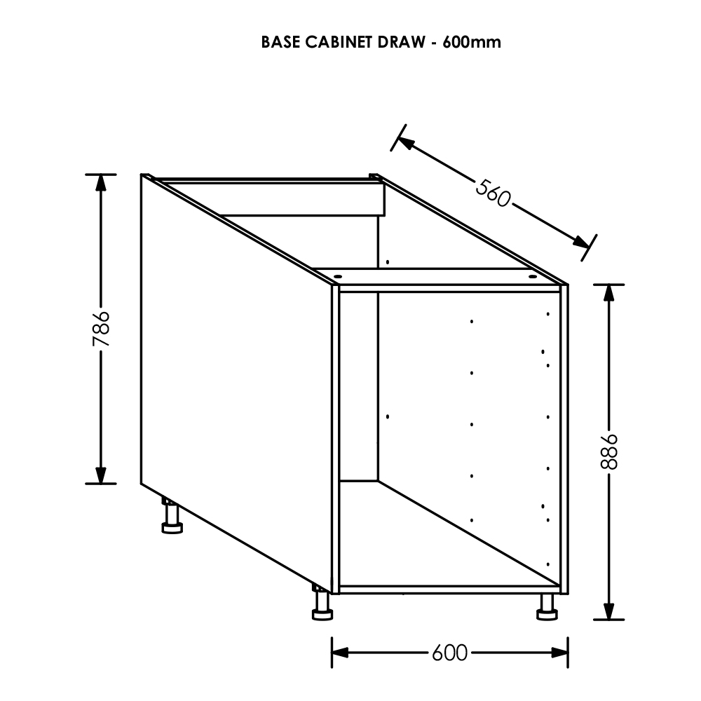 BLM Gola Kitchen Drawer Base Cabinet 600 mm White
