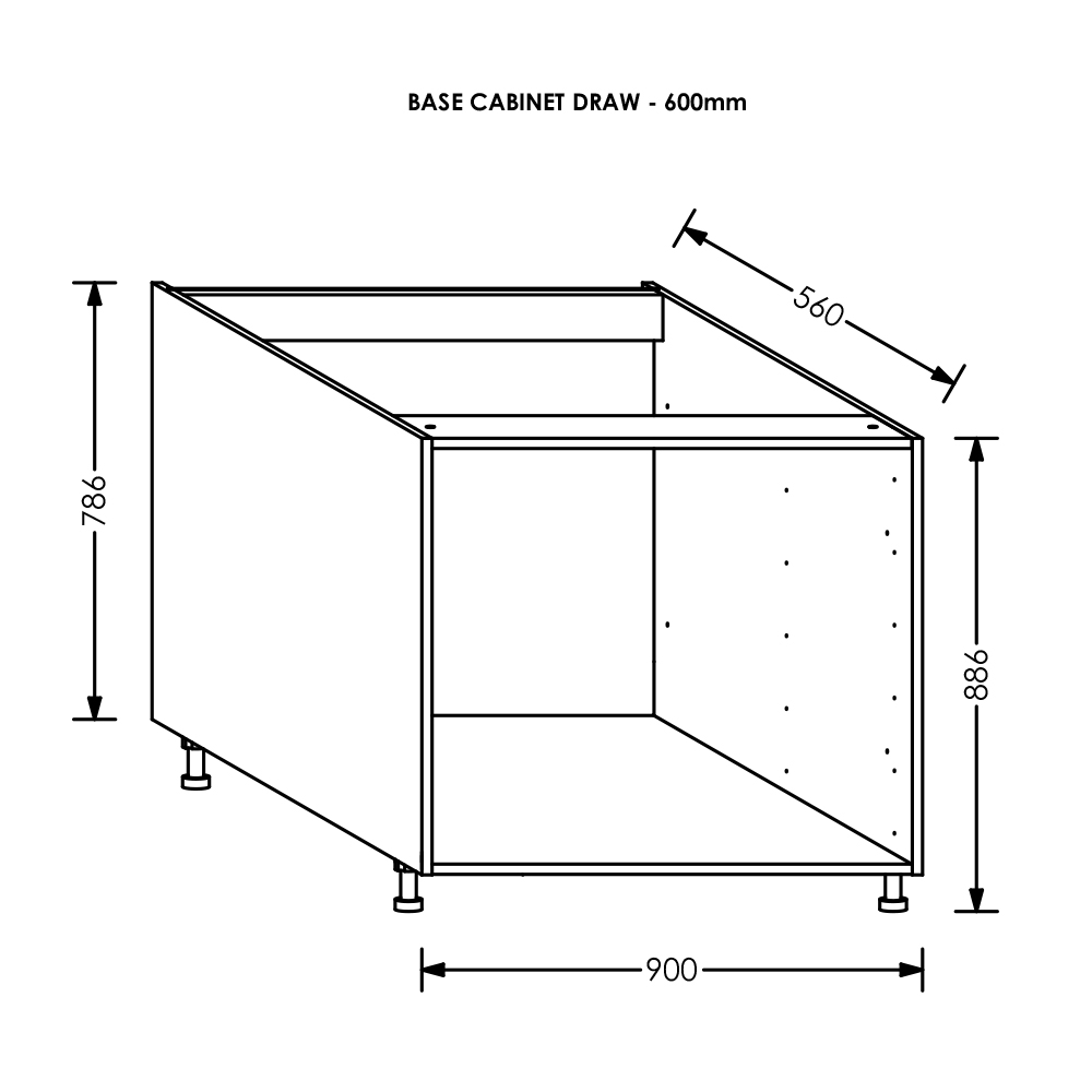 BLM Gola Kitchen Drawer Base Cabinet 900 mm White