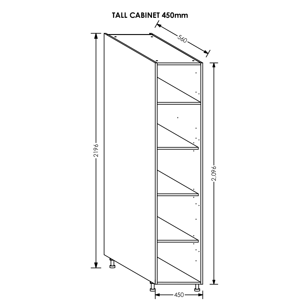 BLM Gola Kitchen Tall Cabinet 450 mm White