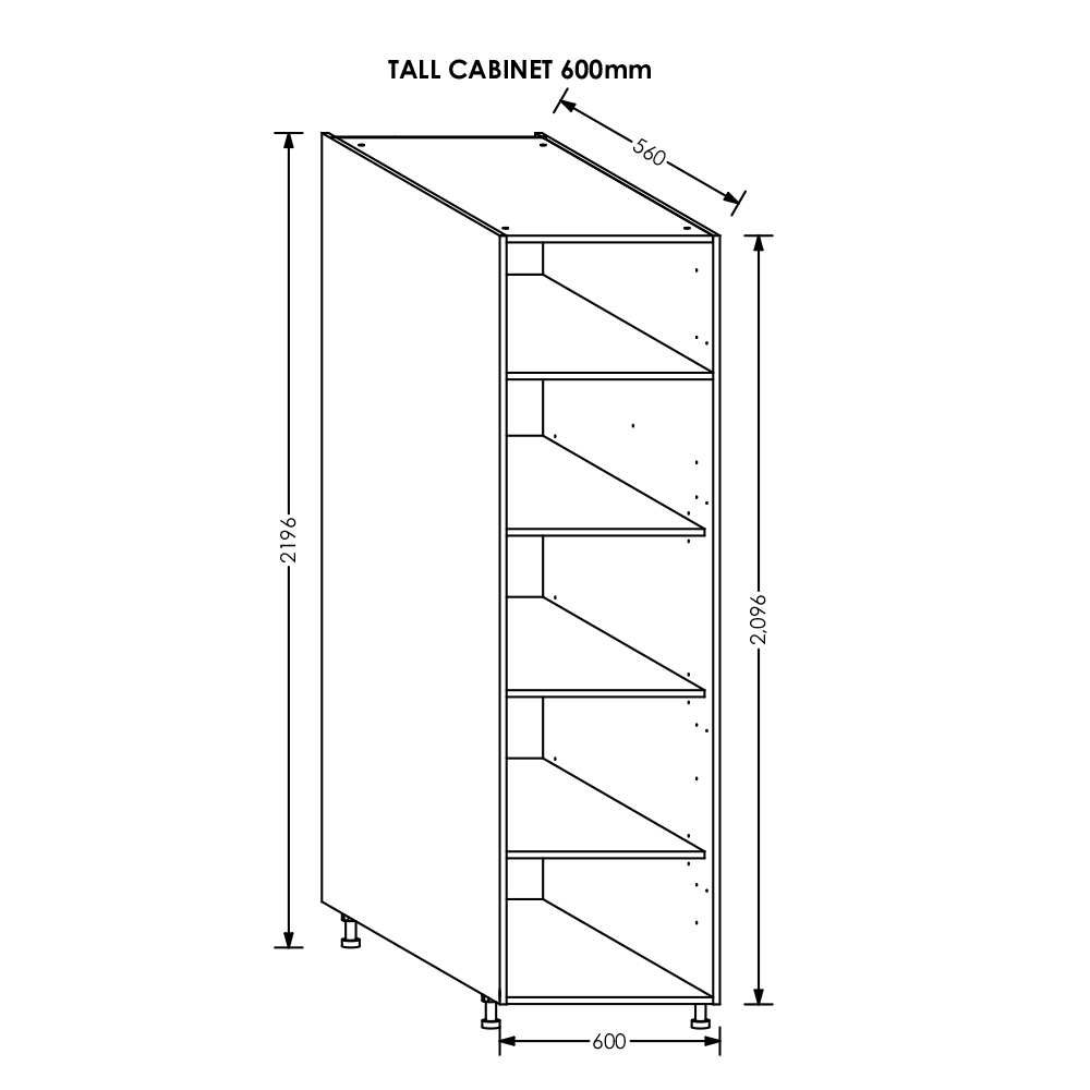 BLM Gola Kitchen Tall Cabinet 600 mm White