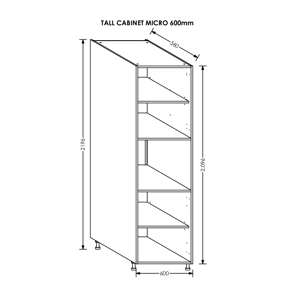 BLM Gola Kitchen Tall Cabinet Micro 600 mm White