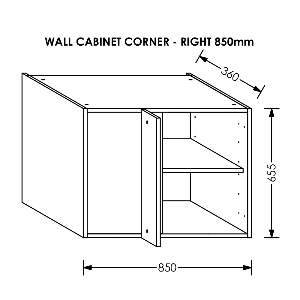 BLM Gola Kitchen Wall Corner Cabinet RH 850 mm White - T5