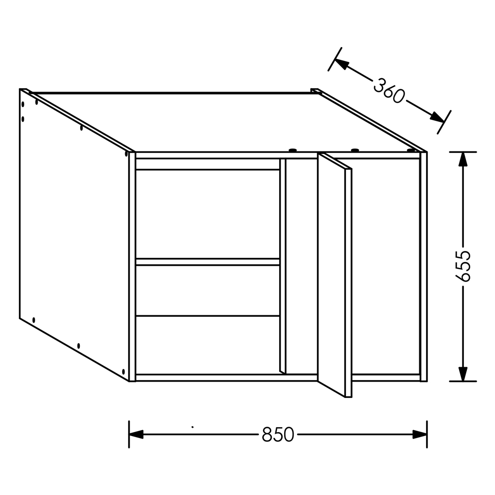 KIN Kitchen Wall Corner Cabinet LH 850 mm White - T5