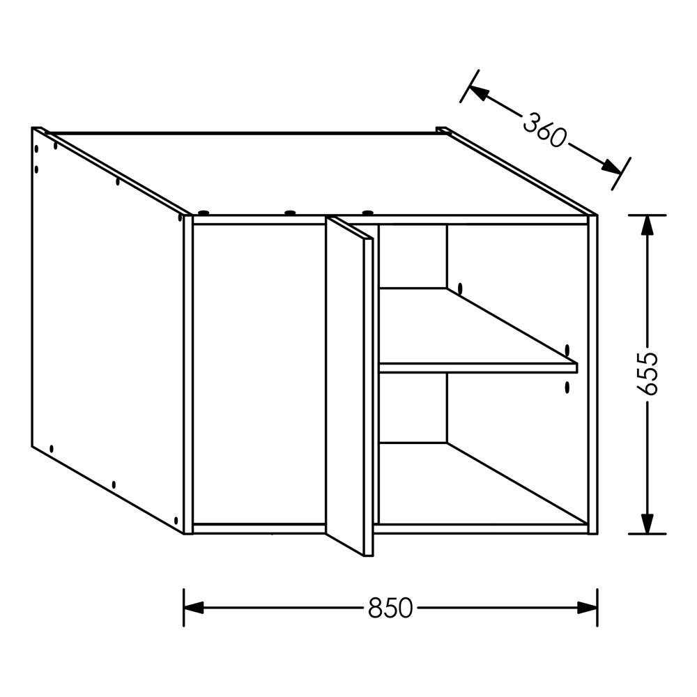 KIN Kitchen Wall Corner Cabinet RH 850 mm White - T5